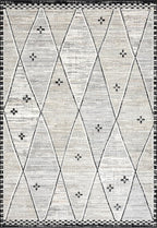 Abani Viva Cream & Grey Area Rug 6' x 9' for Living Room, Bedroom - Farmhouse Diamond Pattern - Durable & Easy to Clean