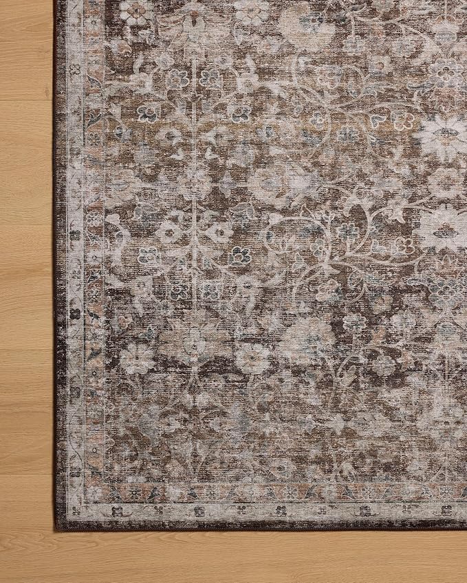 Loloi Amber Lewis Josie Collection JOS-02 Earth/Natural 6'-0" x 9'-0", .13" Pile Height, Low Profile, Machine Washable, Area Rug