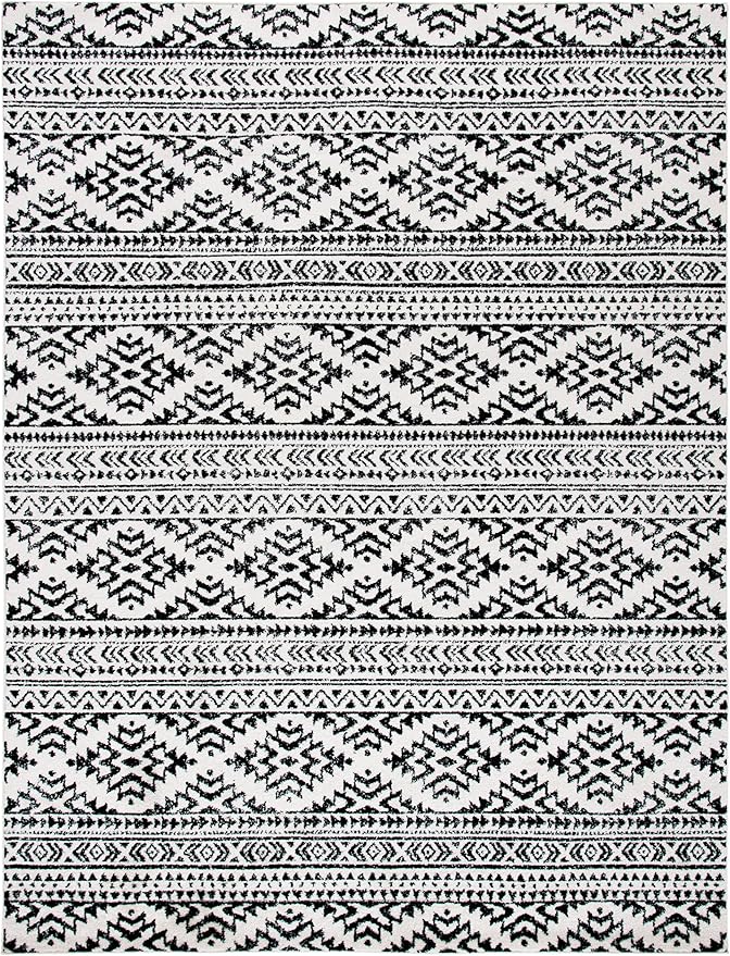 SAFAVIEH Area Rug 12x15 - Tulum Collection - Large - Ivory & Black, Moroccan Boho Tribal Design, Non-Shedding & Easy to Clean, Ideal for Living Room, Bedroom, Dining Space (TUL272B)
