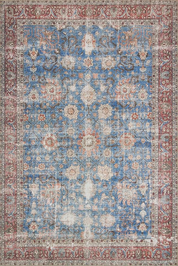 Loloi Loren Collection LQ-01 Blue/Brick 8'-4" x 11'-6" Area Rug