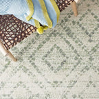 SAFAVIEH Adirondack Collection Area Rug - 4' Square, Ivory & Green, Modern Diamond Distressed Design, Ideal for High Traffic Areas in Living Room, Bedroom, Dining (ADR131X-4SQ)