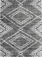 ReaLife Rugs Machine Washable Area Rug Runner - Living Room Bedroom Bathroom Kitchen Entryway Office - Padded Low Pile Stain Resistant Premium - Moroccan Diamond Tribal - Jax - Gray 3' x 5'