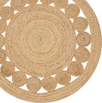 Savi Home Jute Area Rug Handwoven- 4 feet Round- Natural Beige - Rustic Vintage Beige Braided Reversible Rug- Eco Friendly Rugs for Farmhouse, Bedroom, Kitchen, Living Room