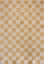 Loloi Chris Loves Julia Calvin Collection CLV-01 Apricot/Ivory 3'-6" x 5'-6" Accent Rug Checkered Neutral Soft Living Room Bedroom Carpet