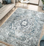 Keen Home Design 9x12 Rug - Machine Washable Area Rug with Non-Slip Backing, Ideal for Living Room, Dining Room, Bedroom - Vintage, Easy Clean, Durable, Low Pile - (9' x 12')