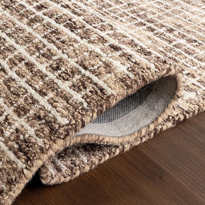 Rugs USA Melrose Handmade, Brown/Ivory, 2' 6" x 6', Wool & Cotton, Soft and Cozy, High Traffic, Stain Resistant, Easy Clean, Durable Runner for Bedroom, Living Room, Dining Space, Den, Foyer, Entryway