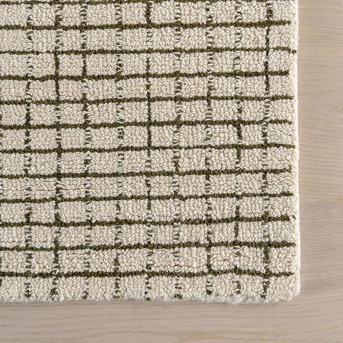 Rugs USA Melrose Green/Ivory, 7'6" x 9'6", Handmade, Wool & Cotton, Soft and Cozy, High Traffic, Stain Resistant, Easy Clean, Durable Area Rug for Bedroom, Living Room, Dining Space, Den, Entryway