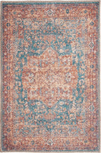 GLN Rugs Traditional Collection - Machine Washable Area Rug, Traditional Washable, Non Slip, Low Pile Chenille Rug, Living Room, Bedroom, Kitchen Rug (2' x 3' Terra/Green)