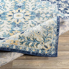 Livabliss Area Rugs - 5x7 Odelia Vintage Boho Blue Aqua Slate Area Rug for Living Room Bedroom - Floral Medallion Stain Resistant Carpet for Kitchen, Nursery, Office (5'3" x 7'3")
