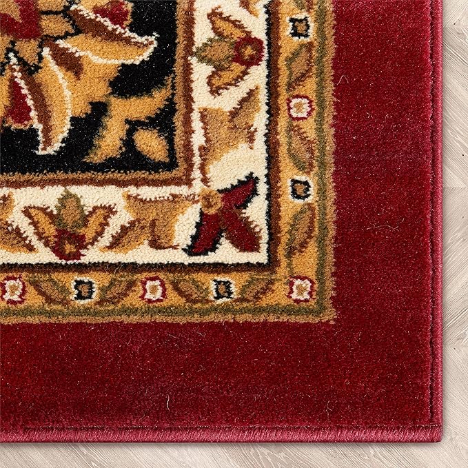 Well Woven Barclay Collection Medallion Kashan Red 5x7 (5'3" x 7'3") Area Rugs - Stain & Fade Resistant - Perfect Red Rug for Living Room, Bedroom, or Dining Room