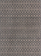 Unique Loom Outdoor Trellis Collection Area Rug - Tribal Trellis (10' x 13' 1" Rectangle, Charcoal Gray/ Natural)