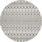 Unique Loom Outdoor Trellis Collection Area Rug - Tribal Trellis (7' 10" Round, Gray/ Black)