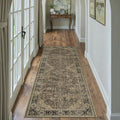 HUGEAR 2x6 Runner Rug Hallway Machine Washable Retro Brown Vintage Floral Low Pile Carpet Distressed Long Throw Rug Bedroom Office Bathroom Kitchen Laundry Non Slip Soft Lightweight