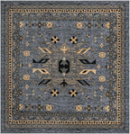 Unique Loom Taftan Collection Border Geometric Tribal Inspired Design Area Rug (8' 0 x 8' 0 Square, Gray/ Black)