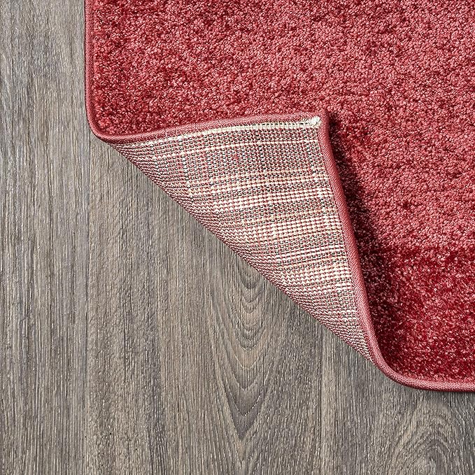 Eyely UES100E-9 Supersoft Haze Solid Low-Pile Indoor Area Rug, Coastal, Bohemian, Minimalist, Classic, Casual for Bedroom,Kitchen,Living Room,Non Shedding,Easy-Washing, Red, 9 X 12