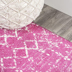JONATHAN Y Boho Vintage Diamond Fuchsia/Ivory Indoor Area Rug 8X10 ft, Moroccan Hype for Living Room, Bedroom, Kitchen, Office, Easy-Cleaning, High Traffic, Pet-Friendly, Non-Shedding (MOH101G-8)