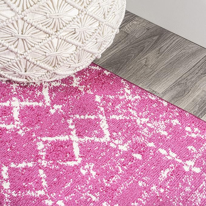 JONATHAN Y Boho Vintage Diamond Fuchsia/Ivory Indoor Area Rug 8X10 ft, Moroccan Hype for Living Room, Bedroom, Kitchen, Office, Easy-Cleaning, High Traffic, Pet-Friendly, Non-Shedding (MOH101G-8)