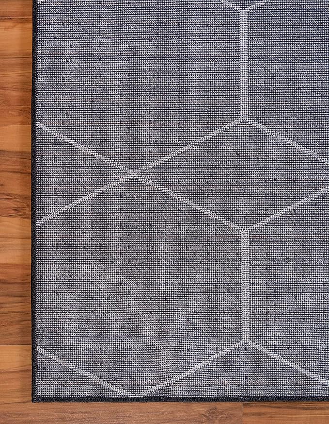 Unique Loom Trellis Frieze Collection Area Rug - Geometric (5' 1" x 8', Black/ Ivory)