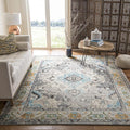 SAFAVIEH Monaco Collection Area Rug - 10' x 14', Grey & Light Blue, Boho Chic Medallion Distressed Design, Non-Shedding & Easy Care, Ideal for High Traffic Areas in Living Room, Bedroom (MNC243G)