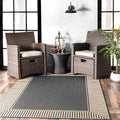 Nuloom Asha Dark Grey/Ivory, 9'6" x 12', Casual, Striped Border, Soft and Cozy, High Traffic, Stain Resistant, Easy Clean, Durable Area Rug for Indoor/Outdoor Patio, Deck, Porch, Garden, Courtyard