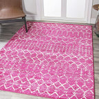 JONATHAN Y Boho Vintage Diamond Fuchsia/Ivory Indoor Area Rug 8X10 ft, Moroccan Hype for Living Room, Bedroom, Kitchen, Office, Easy-Cleaning, High Traffic, Pet-Friendly, Non-Shedding (MOH101G-8)