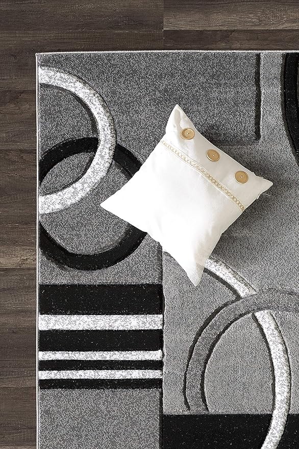 GLORY RUGS Area Rug Modern 2x7 Grey Soft Hand Carved Contemporary Floor Carpet with Premium Fluffy Texture for Indoor Living Dining Room and Bedroom Area