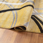 Rugshop Wavy Circles Design Accent Rug, Carpet with Jute Backing for Entryway, Kitchen, or Office, Yellow, 2' x 3'