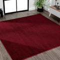 Eyely UES100Q-6SQ Supersoft Haze Solid Low-Pile Indoor Area Rug, Coastal, Bohemian, Minimalist, Classic, Casual for Bedroom,Kitchen,Living Room,Non Shedding,Easy-Washing, Red, 6' Square