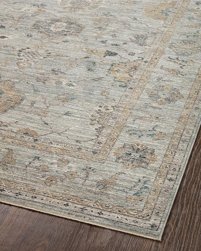 Loloi Magnolia Home by Joanna Gaines Millie Collection MIE-02 Sky/Gold 3'-6" x 5'-6", .25" Pile Height, Accent Rug