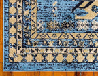 Unique Loom Taftan Collection Border Geometric Tribal Inspired Design Area Rug, 8 ft, Light Blue/Gold