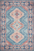 Loloi Skye Collection SKY-03 Turquoise/Terracotta 7' x 9' Oval Area Rug