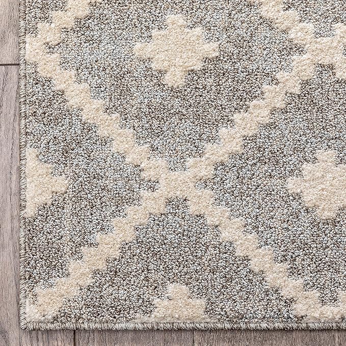 Well Woven Custom Size Hallway Stair Runner - Choose Your Length - Ainsley Ivory Diamond Trellis Geometric Tribal - 31 Inches Wide x 65 Feet Long Runner (31" x 65' Runner) Rug