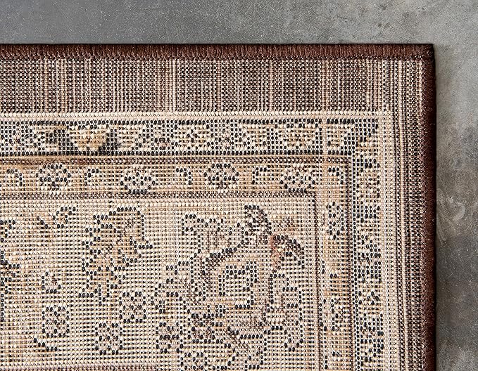 Unique Loom Sialk Hill Collection Area Rug - Washington (9' 10" x 13' 1" Rectangle Brown/Black)