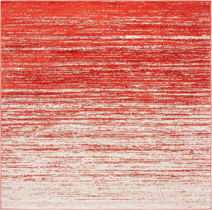SAFAVIEH Adirondack Collection Area Rug - 6'7" Square, Orange & Grey, Modern Ombre Design, Non Shedding & Easy to Clean, Ideal for Living Room, Bedroom, Office, Dining Space (ADR113P)