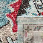 SAFAVIEH Monaco Collection Area Rug - 11' Square, Light Blue & Fuchsia, Boho Chic Medallion Distressed Design, Non-Shedding & Easy Care, Ideal for High Traffic Areas in Living Room, Bedroom (MNC243J)
