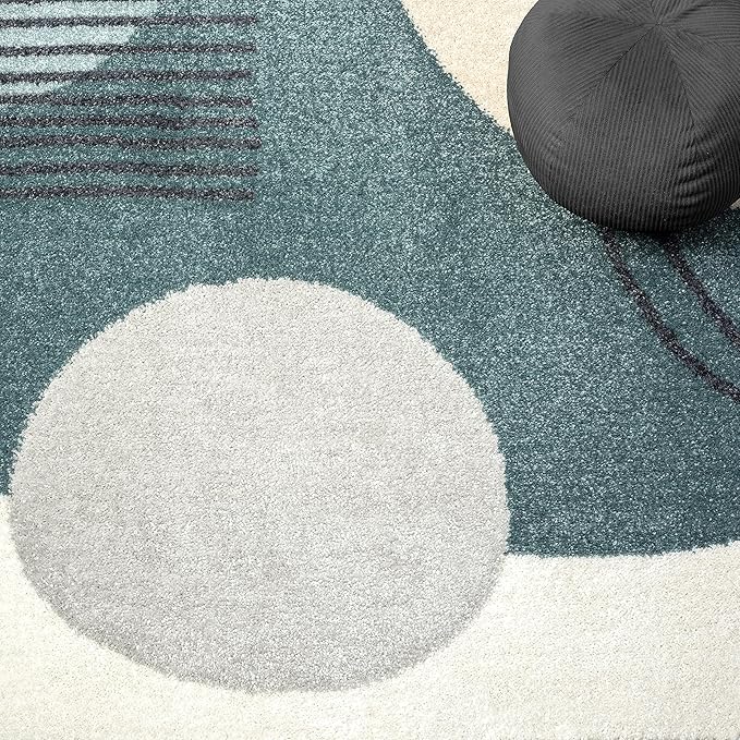 Abani Deco Collection Area Rug -Cream/Green Minimalist Design -6' x 9' - Easy to Clean - Durable for Kids and Pets - Non-Shedding - Medium Pile - Soft Feel - for Living Room, Bedroom & Office