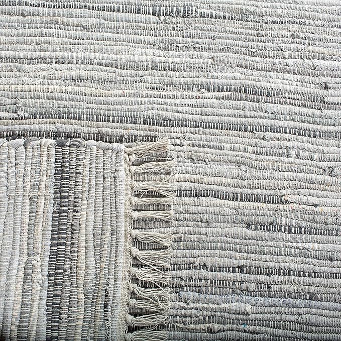 SAFAVIEH Rag Rug Collection Runner Rug - 2'3" x 20', Grey, Handmade Boho Stripe Cotton, Ideal for High Traffic Areas in Living Room, Bedroom (RAR121A)