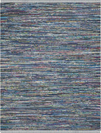 SAFAVIEH Rag Rug Collection X-Large Area Rug - 11' x 15', Ink & Multi, Handmade Boho Stripe Cotton, Ideal for High Traffic Areas in Living Room, Bedroom (RAR121C)