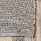 Nuloom Elfriede Handmade, Grey/Ivory, 2'6" x 6', Jute & Cotton, Textured and Earthy, High Traffic, Stain Resistant, Easy Clean, Durable Area Rug for Bedroom, Living Room, Dining, Entryway