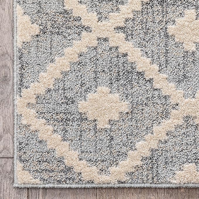 Well Woven Custom Size Hallway Stair Runner - Choose Your Length - Ainsley Grey Diamond Trellis Geometric Tribal - 31 Inches Wide x 95 Feet Long Runner (31" x 95' Runner) Rug