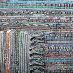 SAFAVIEH Rag Rug Collection Area Rug - 8' x 10', Aqua & Multi, Handmade Boho Stripe Cotton, Ideal for High Traffic Areas in Living Room, Bedroom (RAR121K)