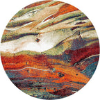 SAFAVIEH Glacier Collection 5'3" Round Red/Green GLA126Q Modern Abstract Non-Shedding Dining Room Entryway Foyer Living Room Bedroom Area Rug