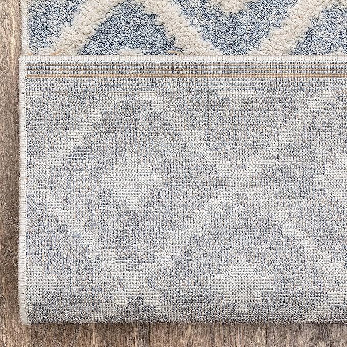 Well Woven Custom Size Runner - Choose Your Length - Ainsley Blue Diamond Trellis Geometric Tribal - 27 Inches Wide x 9 Feet Long Runner (27" x 9' Runner) Rug