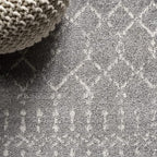 JONATHAN Y Boho Vintage Diamond Gray/Ivory Square Area Rug 5X5 ft, Moroccan Hype for Living Room, Bedroom, Kitchen, Office, Easy-Cleaning, High Traffic, Pet-Friendly, Non-Shedding (MOH101C-5SQ)