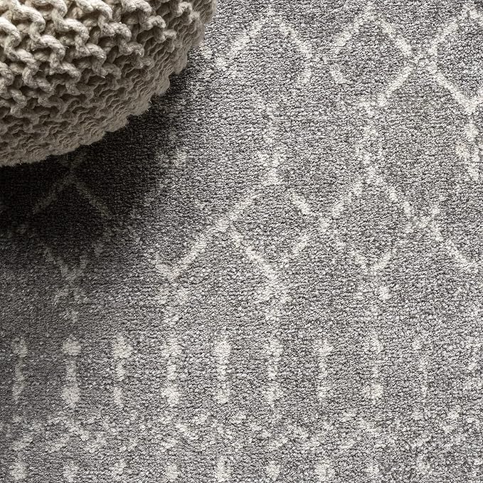 JONATHAN Y Boho Vintage Diamond Gray/Ivory Square Area Rug 9X9 ft, Moroccan Hype for Living Room, Bedroom, Kitchen, Office, Easy-Cleaning, High Traffic, Pet-Friendly, Non-Shedding (MOH101C-9SQ)