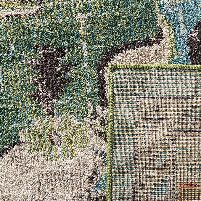 SAFAVIEH Monaco Collection X-Large Area Rug - 12' x 15', Forest Green & Light Blue, Medallion Distressed, Non-Shedding & Easy Care, Ideal for High Traffic Areas in Living Room, Bedroom (MNC243F)
