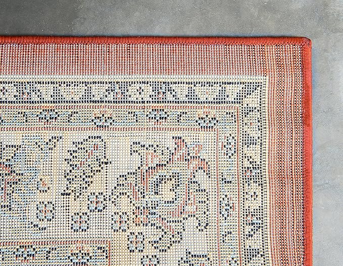 Unique Loom Sialk Hill Collection Area Rug - Washington (7' 1" x 10' Rectangle Terracotta/Cream)