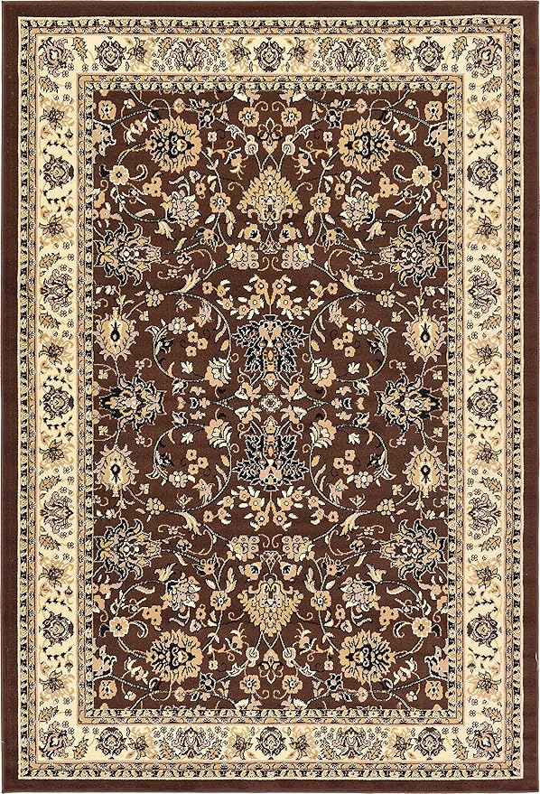 Unique Loom Sialk Hill Collection Area Rug - Washington (6' 1" x 9' Rectangle Brown/Black)