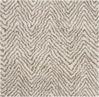 SAFAVIEH Hudson Shag Collection Area Rug - 7' Square, Ivory & Grey, Chevron Design, Non-Shedding & Easy Care, 2-inch Thick Ideal for High Traffic Areas in Living Room, Bedroom (SGH375A)