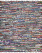 SAFAVIEH Rag Rug Collection Area Rug - 10' x 14', Grey & Multi, Handmade Boho Stripe Cotton, Ideal for High Traffic Areas in Living Room, Bedroom (RAR121M)